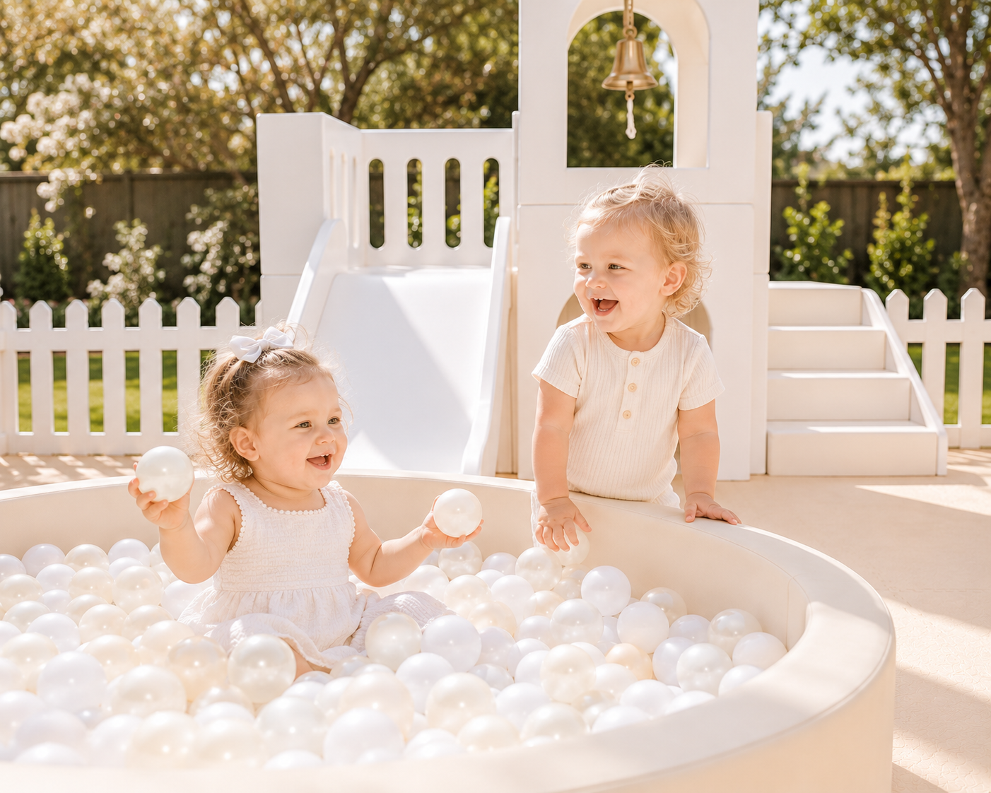 Kids in Pearl White ball pit